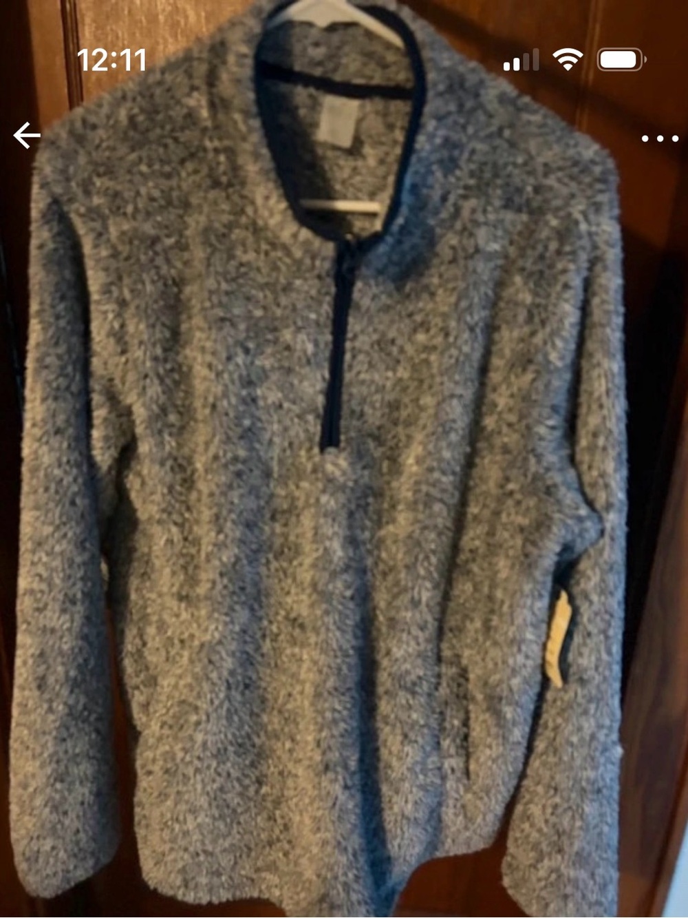 Ladies Blue heathered Fleece Quarter-Zip Sweater